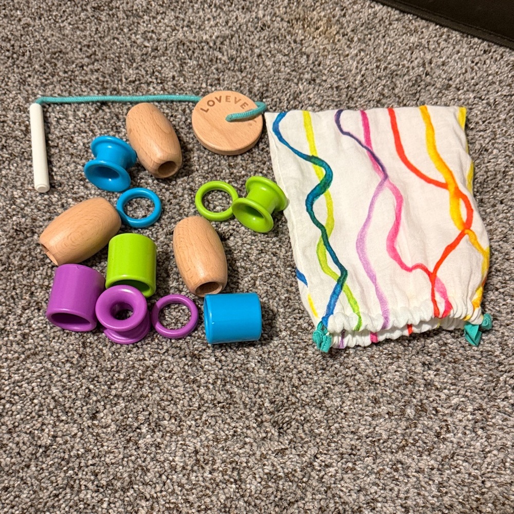 Lovevery Wooden Threading Toy Set - Multicolor